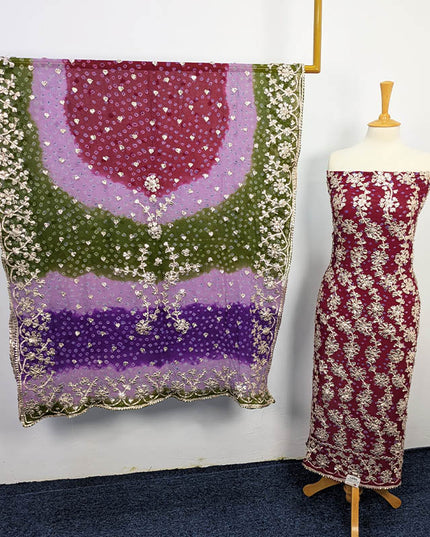 Handmade Pure Crinkle Chiffon Gotta Work With Chunri (Tie & Dye) Dupatta