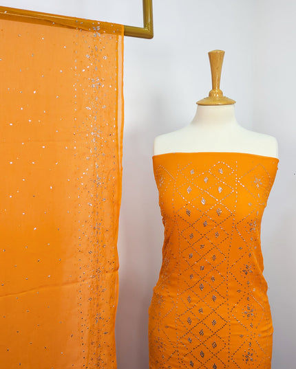 Embroidered Chiffon With Mukesh Work 4 Sided Border Dupatta