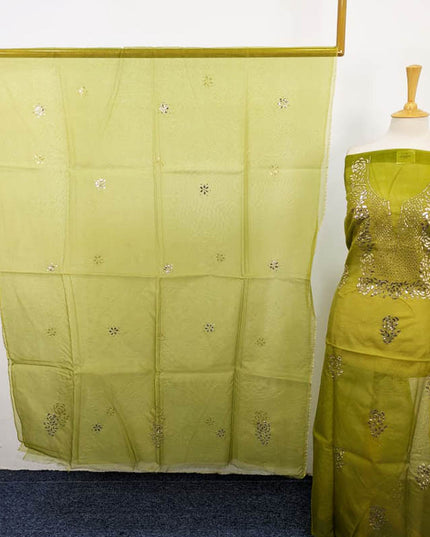 Organza with Indian Rose Gold Mukesh Work 2PC Unstitched