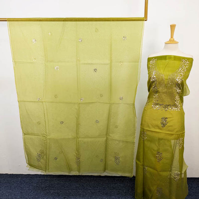 Organza with Indian Rose Gold Mukesh Work 2PC Unstitched