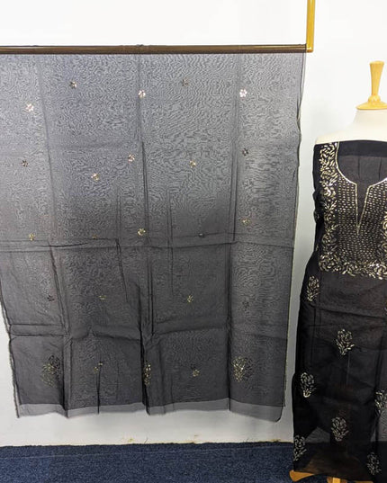 Organza with Indian Rose Gold Mukesh Work 2PC Unstitched