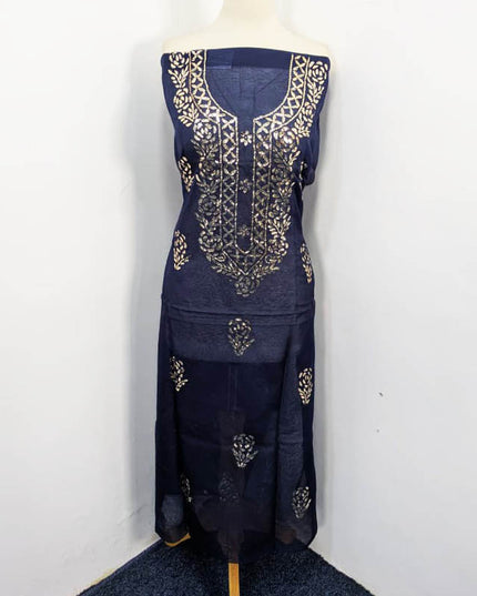 Handmade Indian Rose Gold Mukesh Work Organza 2PC Unstitched