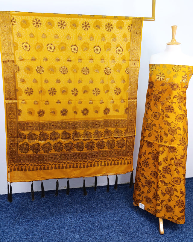Embroidered Indian Silk with  Jacquard  Work