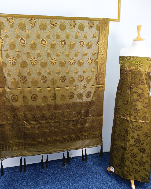 Embroidered Indian Silk with  Jacquard  Work