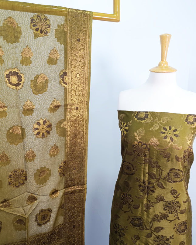 Embroidered Indian Silk with  Jacquard  Work