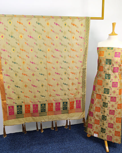Embroidered Indian Silk with  Jacquard  Work