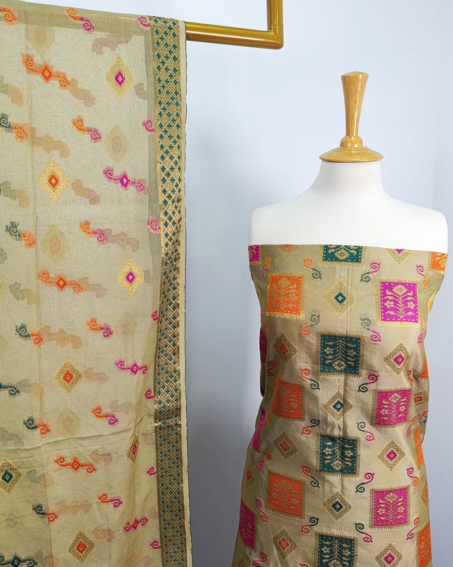Embroidered Indian Silk with  Jacquard  Work