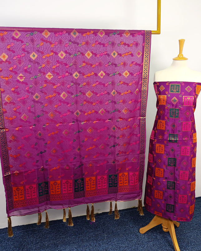 Embroidered Indian Silk with  Jacquard  Work
