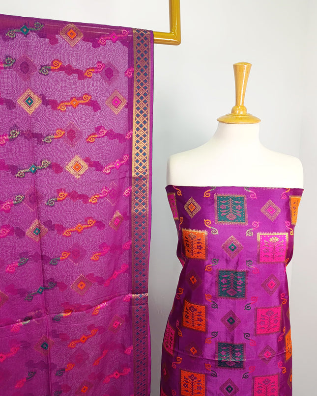 Embroidered Indian Silk with  Jacquard  Work