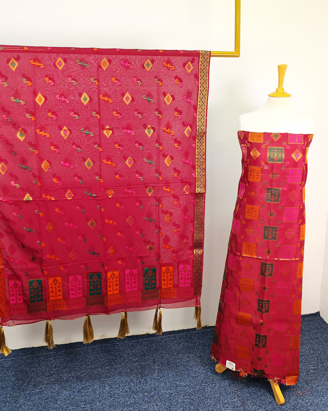 Embroidered Indian Silk with  Jacquard  Work