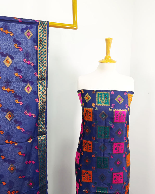 Embroidered Indian Silk with  Jacquard  Work