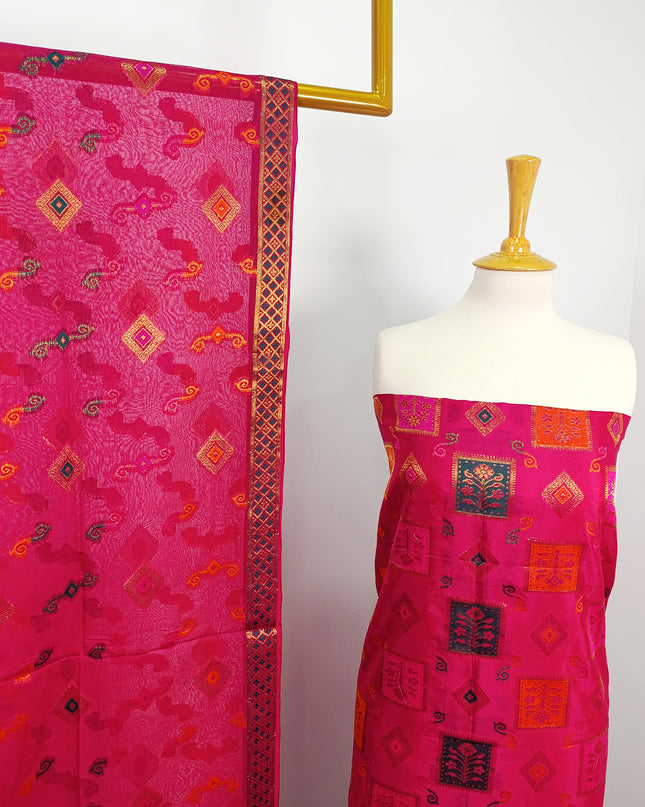 Embroidered Indian Silk with  Jacquard  Work
