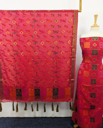 Indian Banarasi Work Silk Shirt Dupatta 2PC Unstitched
