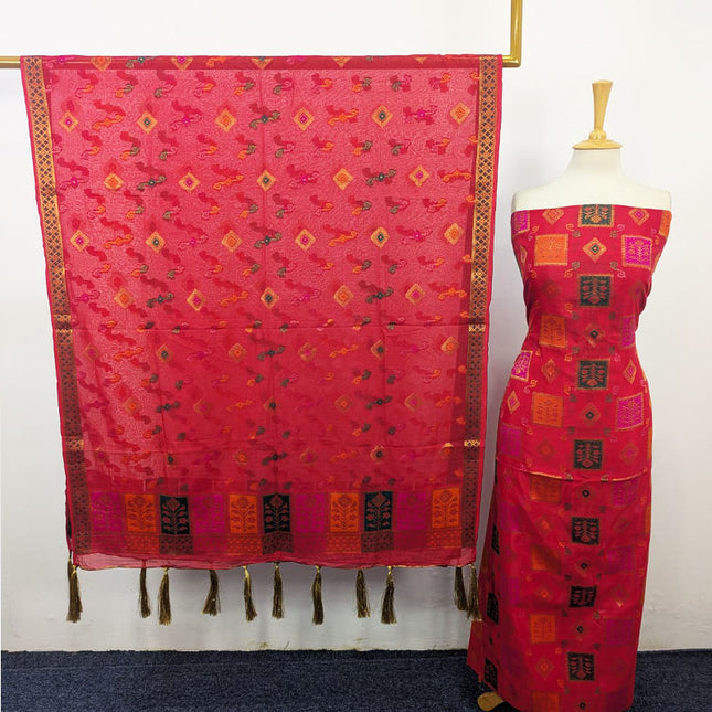 Indian Banarasi Work Silk Shirt Dupatta 2PC Unstitched
