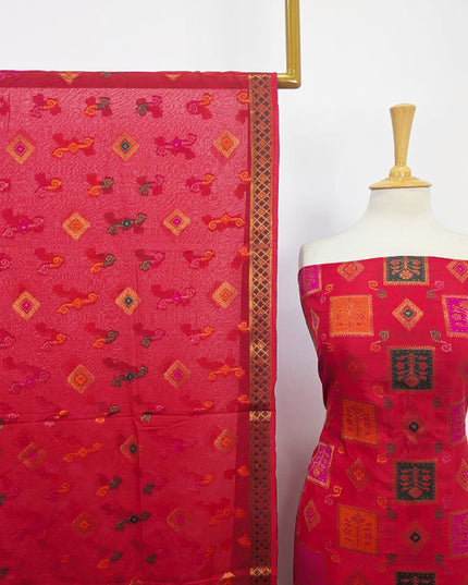 Indian Banarasi Work Silk Shirt Dupatta 2PC Unstitched