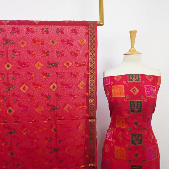 Indian Banarasi Work Silk Shirt Dupatta 2PC Unstitched