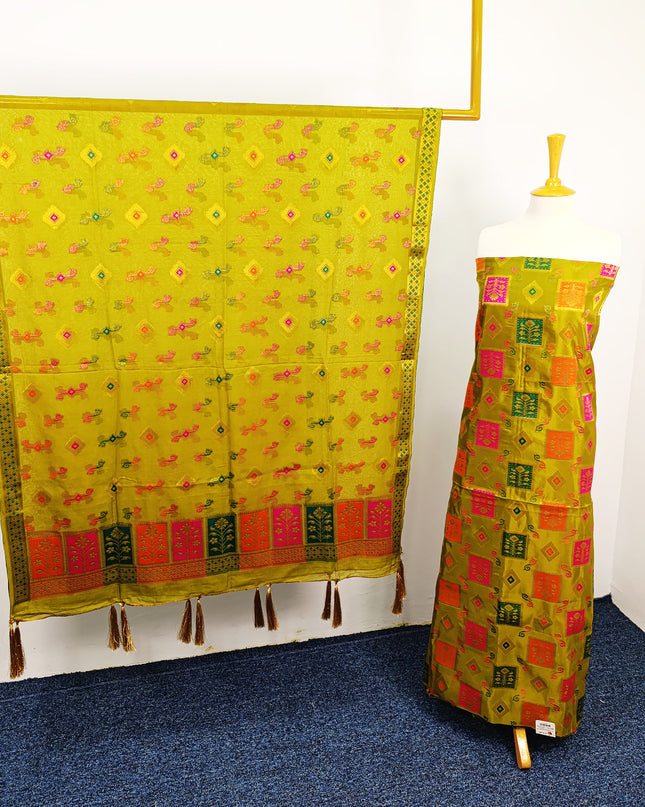 Embroidered Indian Silk with  Jacquard  Work