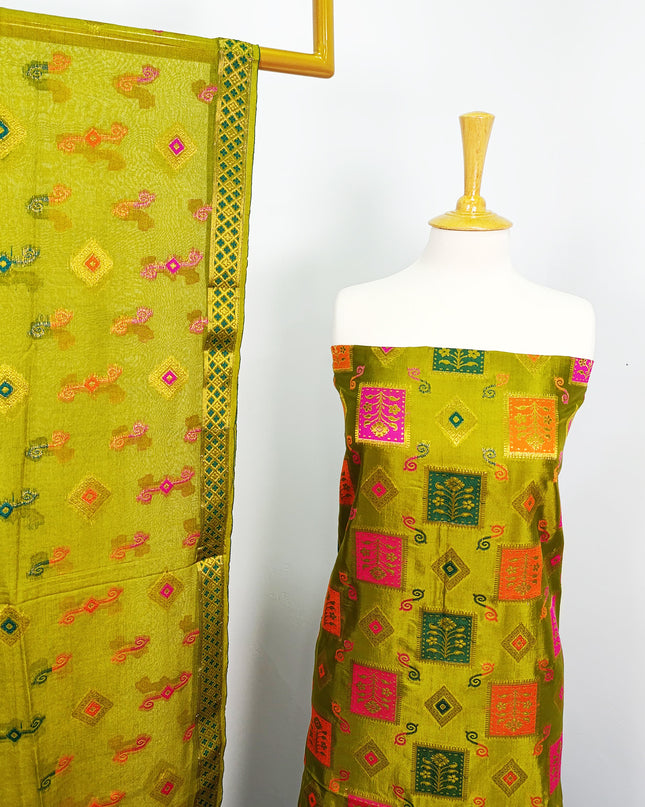 Embroidered Indian Silk with  Jacquard  Work