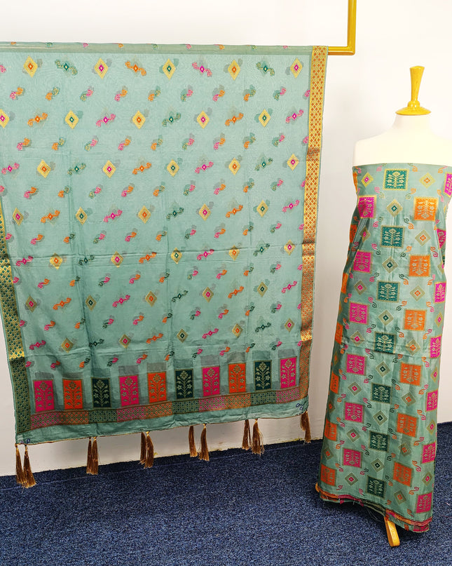Embroidered Indian Silk with  Jacquard  Work