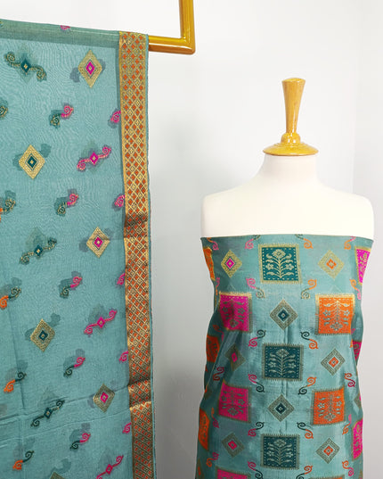 Embroidered Indian Silk with  Jacquard  Work
