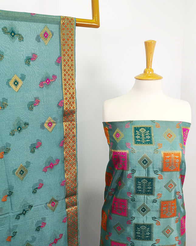 Embroidered Indian Silk with  Jacquard  Work