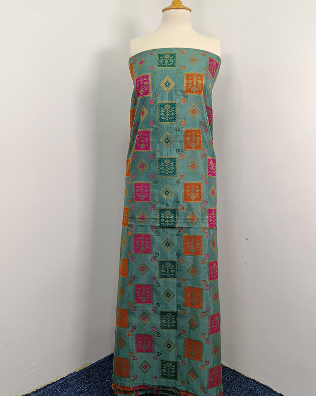 Embroidered Indian Silk with  Jacquard  Work