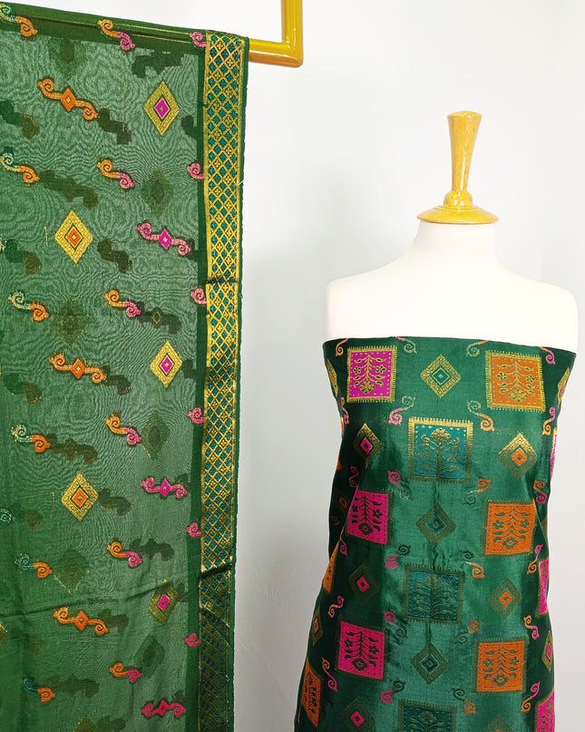 Embroidered Indian Silk with  Jacquard  Work