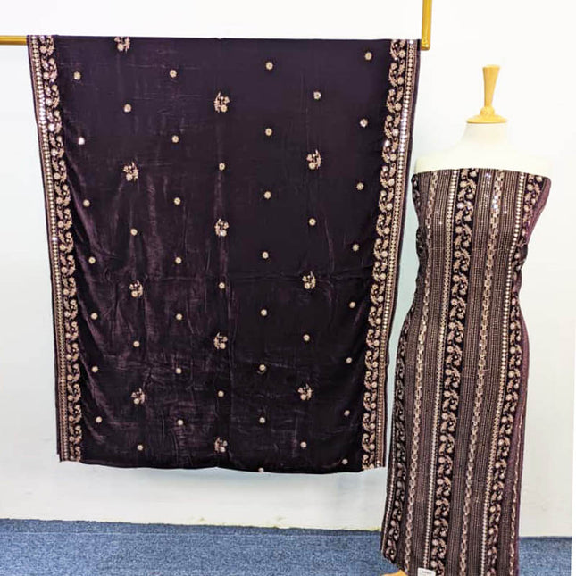 Premium Embroidered Velvet 3PC Unstitched