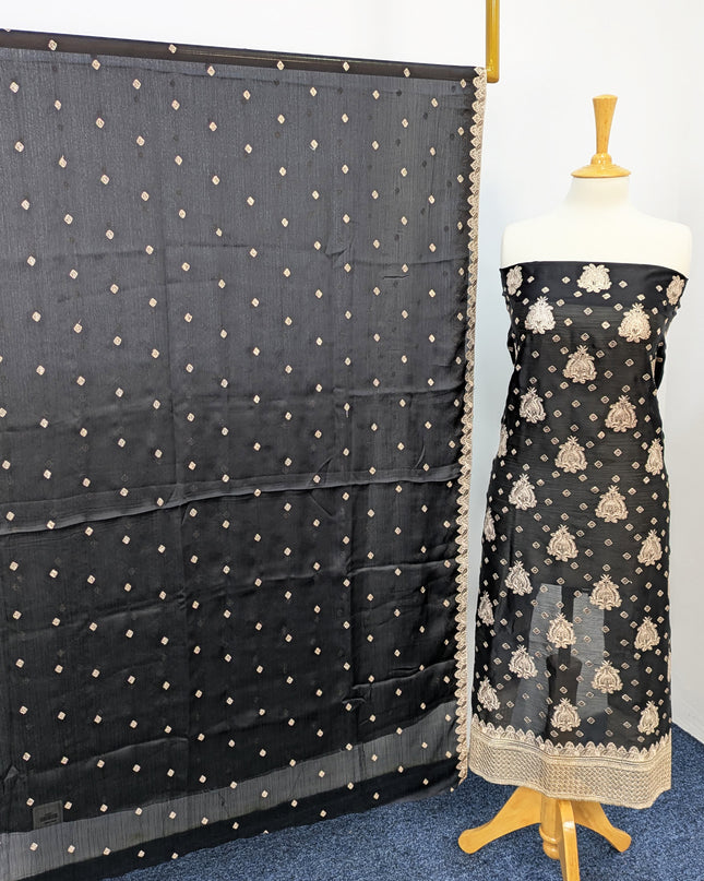 Shamooz Silk With Embroidered Tilla Work