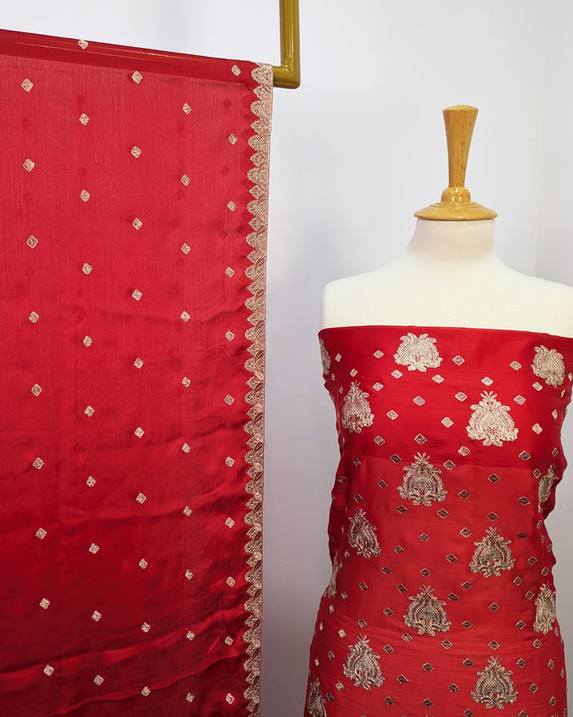 Shamooz Silk With Embroidered Tilla Work