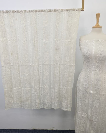 Fancy Pure Dyeable China Crinkle with Tarkashi + Shadow Work 2PC Unstitched