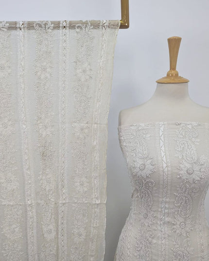 Fancy Pure Dyeable China Crinkle with Tarkashi + Shadow Work 2PC Unstitched