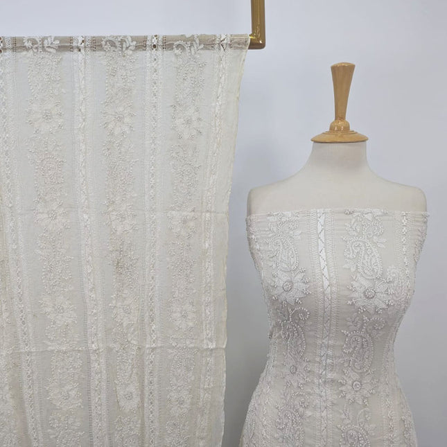 Fancy Pure Dyeable China Crinkle with Tarkashi + Shadow Work 2PC Unstitched