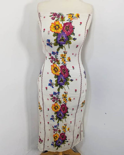 Handmade Dyeable Pure China Crinkle with Cross Stitch Work 2PC Unstitched