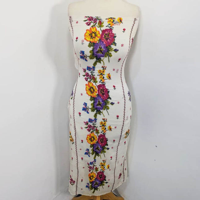 Handmade Dyeable Pure China Crinkle with Cross Stitch Work 2PC Unstitched