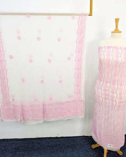 Handmade Pure China Crinkle With Chikankari Shadow Work  2 pc
