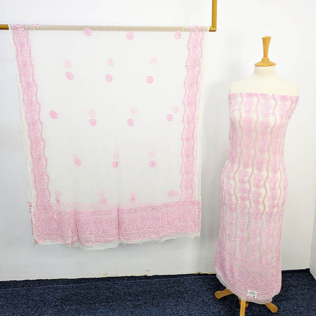 Handmade Pure China Crinkle With Chikankari Shadow Work  2 pc