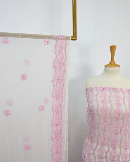 Handmade Pure China Crinkle With Chikankari Shadow Work  2 pc