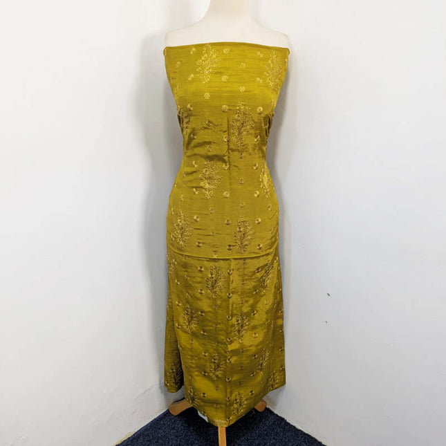 Fancy Embroidered Raw Silk with Chiffon Dupatta 3PC Unstitched