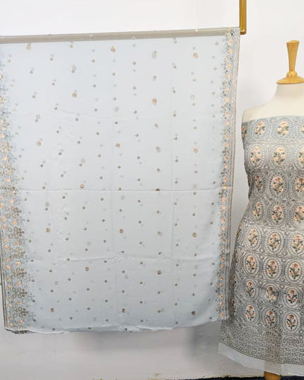 Embroidered Chiffon With Chikankari Full Jaal Work 2PC Unstitched