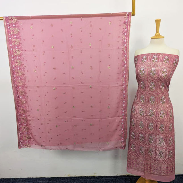 Embroidered Chiffon With Chikankari Full Jaal Work 2PC Unstitched