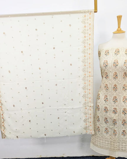 Embroidered Chiffon With Chikankari Full Jaal Work 2PC Unstitched