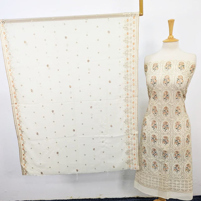 Embroidered Chiffon With Chikankari Full Jaal Work 2PC Unstitched