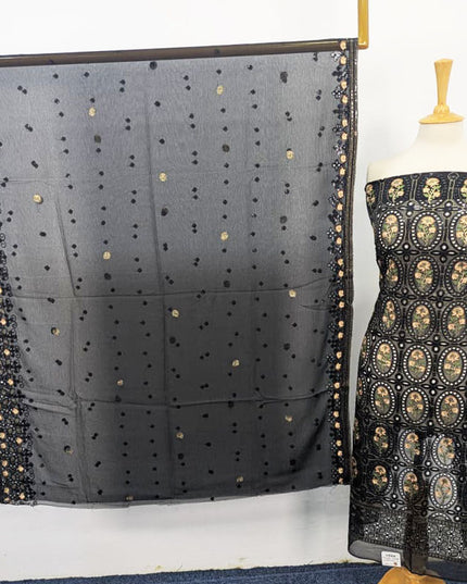 Embroidered Chiffon With Chikankari Full Jaal Work 2PC Unstitched