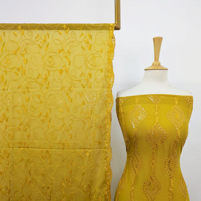 Fancy Embroidered Chiffon with Chikankari Work 2PC Unstitched