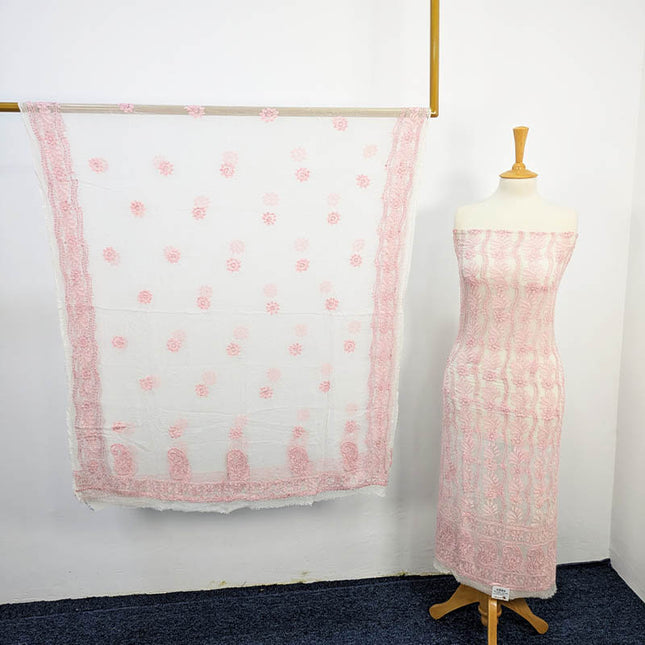 Handmade Pure China Crinkle With Chikankari Shadow Work  2 pc