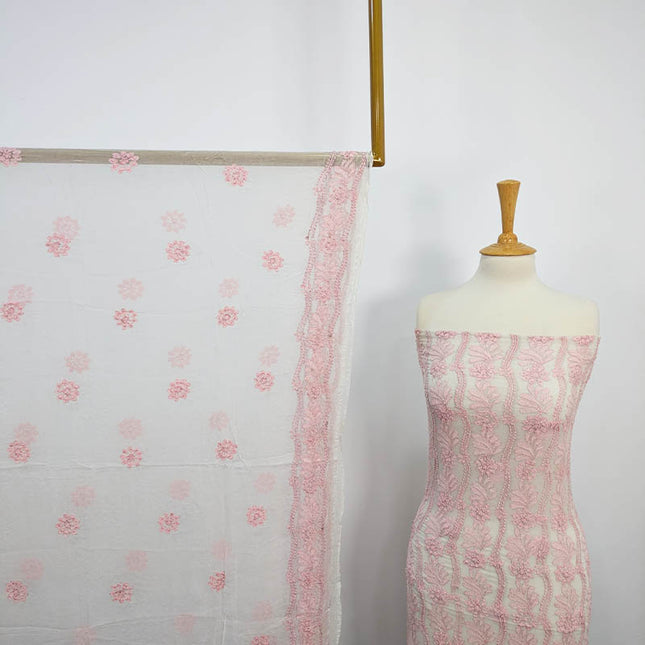 Handmade Pure China Crinkle With Chikankari Shadow Work  2 pc