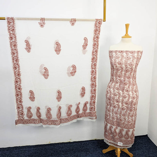 Handmade Pure China Crinkle With Chikankari Shadow Work  2 pc
