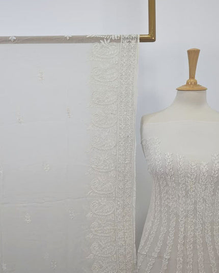 Luxury Handmade Pure China Crinkle with Chikankari + Kali Work Frock 2PC (Dyeable)