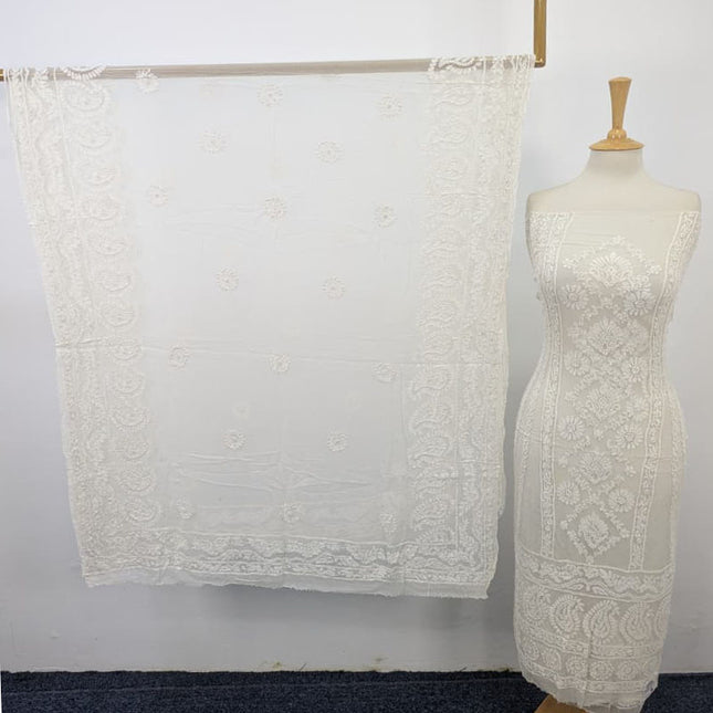 Luxury Pure China Crinkle with Chikankari & Kali Work Frock 2PC (Dyeable in All Colors)